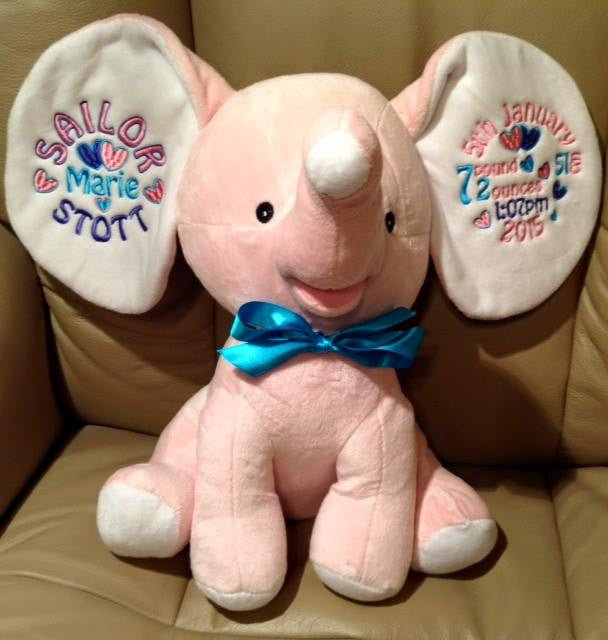 Personalised Pink Dumble Elephant Cubbie - Mikki and Me Kids