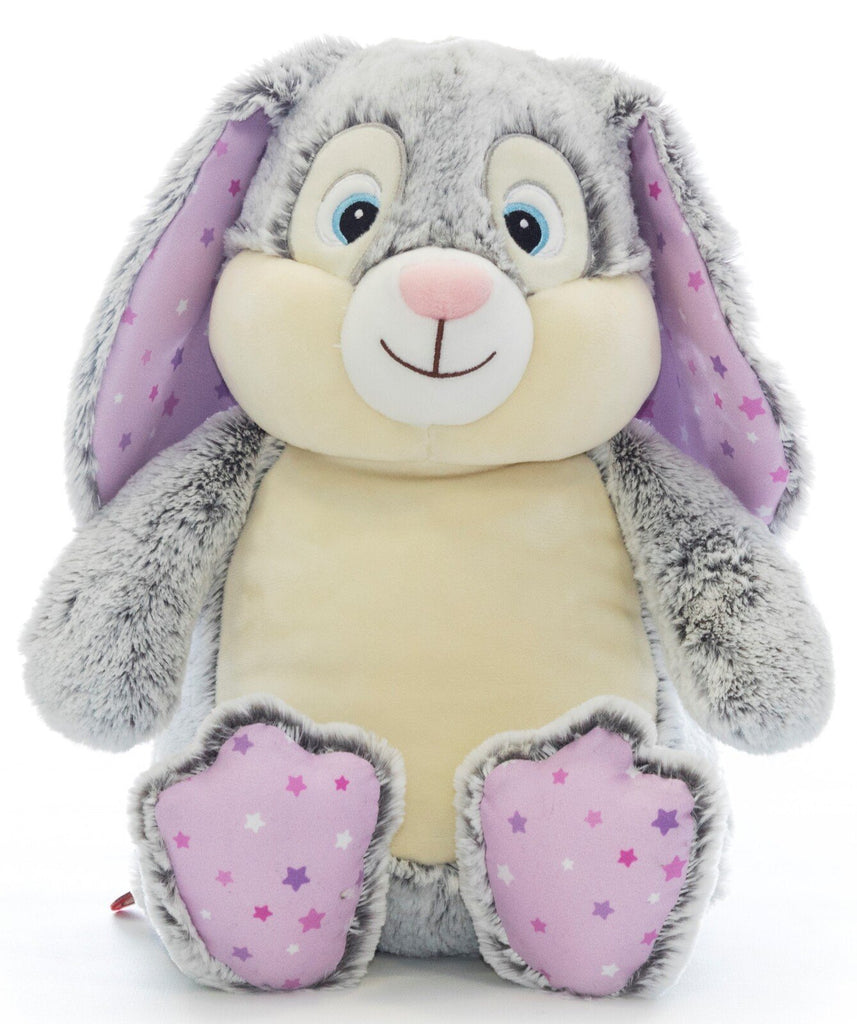 Personalised Grey Bunny Pink Stars Cubbie - Mikki and Me Kids